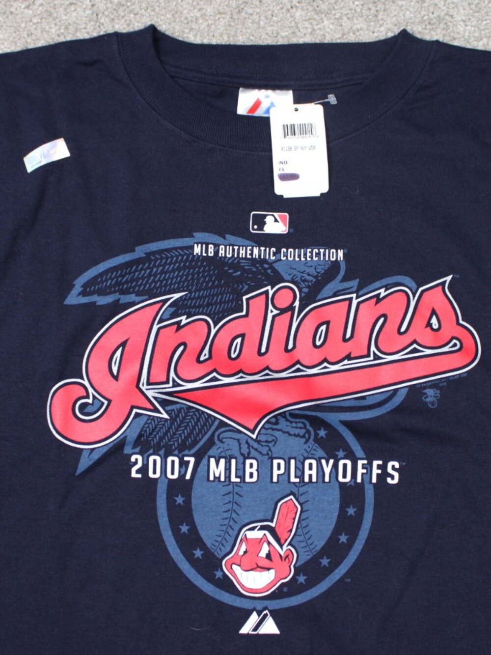 Cleveland Indians Shirt NWT Mens XL Blue Majestic 2007 MLB Playoffs Short Sleeve - Picture 3 of 12
